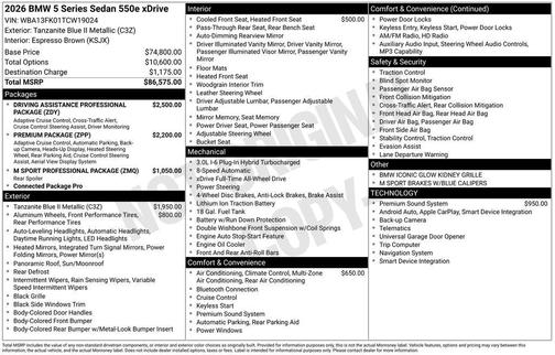 2026 BMW 550e xDrive
