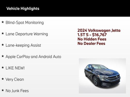 Deep Black Pearl 2024 Volkswagen Jetta 1.5T S
