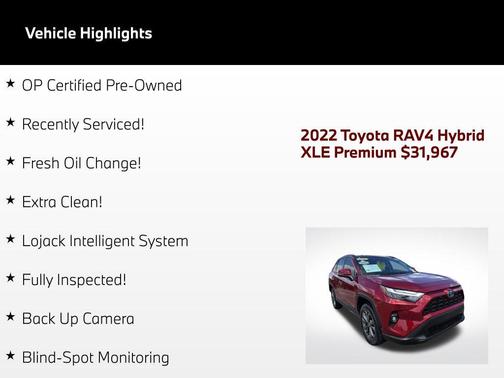 Ruby Flare Pearl 2022 Toyota RAV4 Hybrid XLE Premium