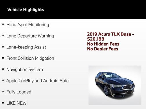 Crystal Black Pearl 2019 Acura TLX Technology