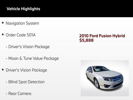 White Platinum Metallic Tri-Coat 2010 Ford Fusion Hybrid Base