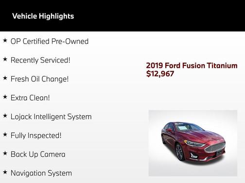Ruby Red Metallic Tinted Clearcoat 2019 Ford Fusion Titanium