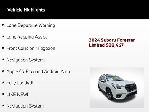 Crystal White Pearl 2024 Subaru Forester Limited