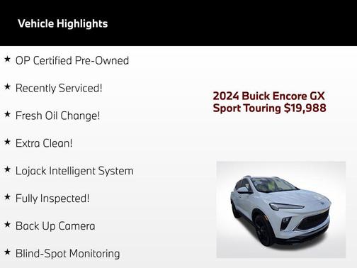 Summit White 2024 Buick Encore GX Sport Touring
