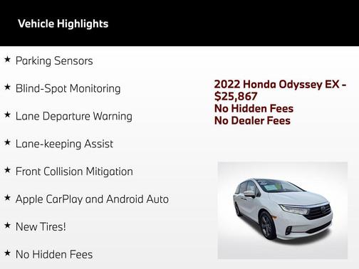 Platinum White Pearl 2022 Honda Odyssey EX