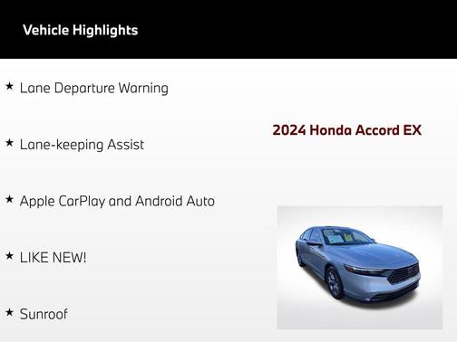 Solar Silver Metallic 2024 Honda Accord EX