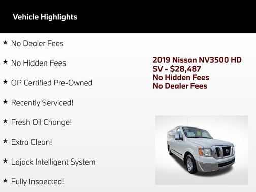 Glacier White 2019 Nissan NV Passenger NV3500 HD S V6