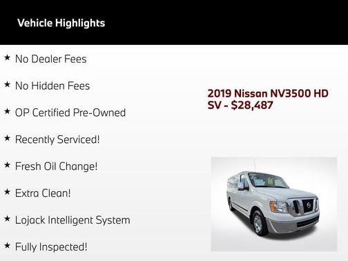 Glacier White 2019 Nissan NV Passenger NV3500 HD S V6
