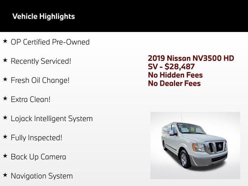Glacier White 2019 Nissan NV Passenger NV3500 HD S V6