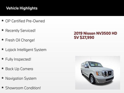 Glacier White 2019 Nissan NV Passenger NV3500 HD S V6