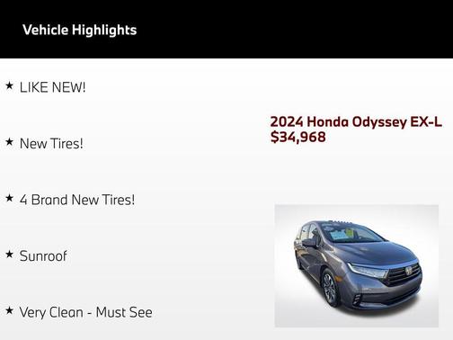 Sonic Gray Pearl 2024 Honda Odyssey EX-L