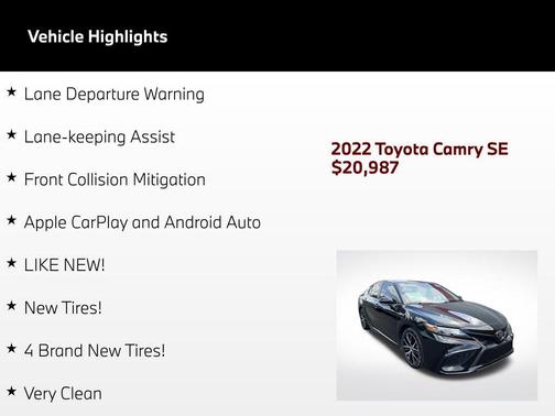 Midnight Black Metallic 2022 Toyota Camry SE