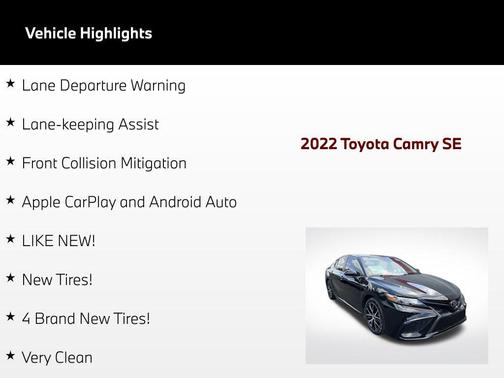 Midnight Black Metallic 2022 Toyota Camry SE