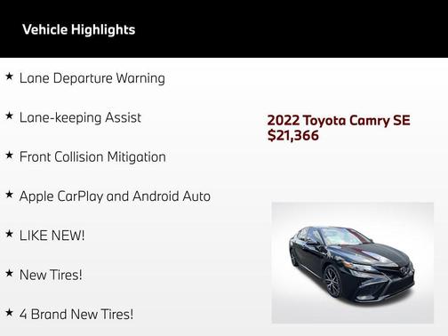 Midnight Black Metallic 2022 Toyota Camry SE