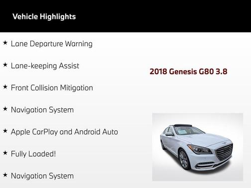 Casablanca White 2018 Genesis G80 3.8