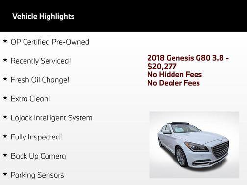 Casablanca White 2018 Genesis G80 3.8