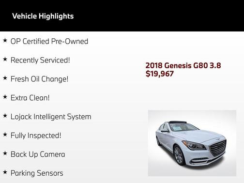 Casablanca White 2018 Genesis G80 3.8