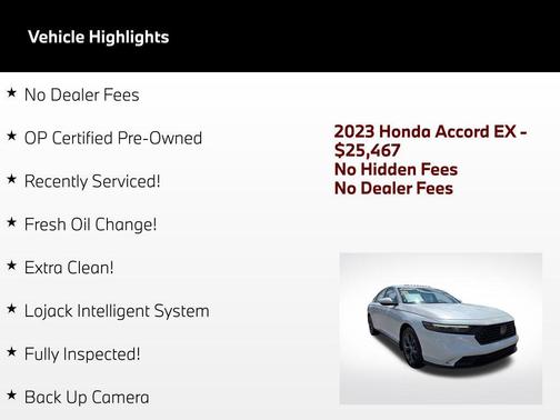 Platinum White Pearl 2023 Honda Accord EX