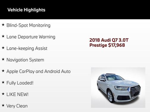 Carrara White 2018 Audi Q7 3.0T Prestige