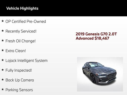 Himalayan Gray 2019 Genesis G70 2.0T Advanced