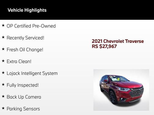 Cajun Red Tintcoat 2021 Chevrolet Traverse RS