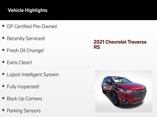 Cajun Red Tintcoat 2021 Chevrolet Traverse RS