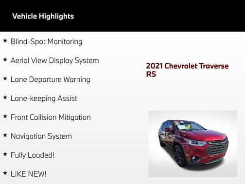 Cajun Red Tintcoat 2021 Chevrolet Traverse RS