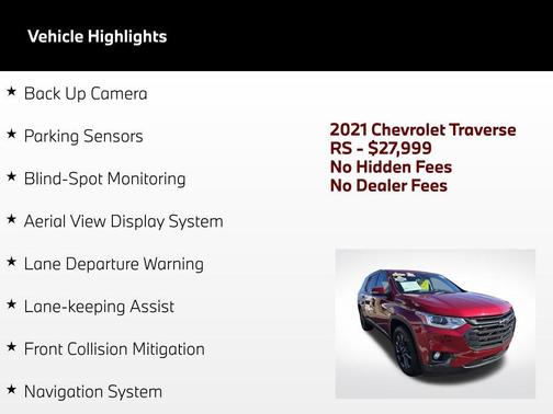 Cajun Red Tintcoat 2021 Chevrolet Traverse RS