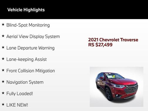 Cajun Red Tintcoat 2021 Chevrolet Traverse RS