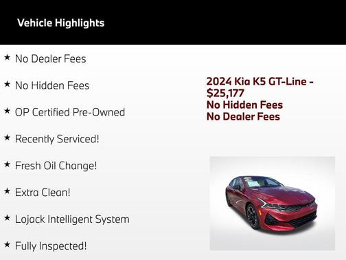 Passion Red 2024 Kia K5 GT-Line