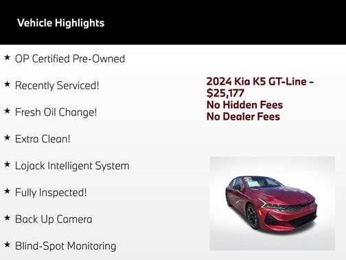 Passion Red 2024 Kia K5 GT-Line