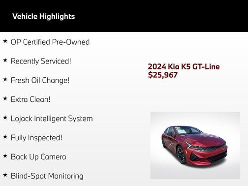 Passion Red 2024 Kia K5 GT-Line