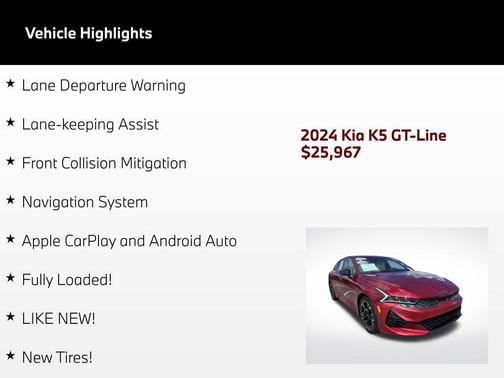 Passion Red 2024 Kia K5 GT-Line
