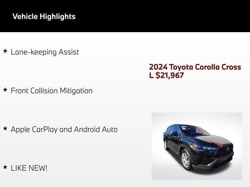 Jet Black 2024 Toyota Corolla Cross L