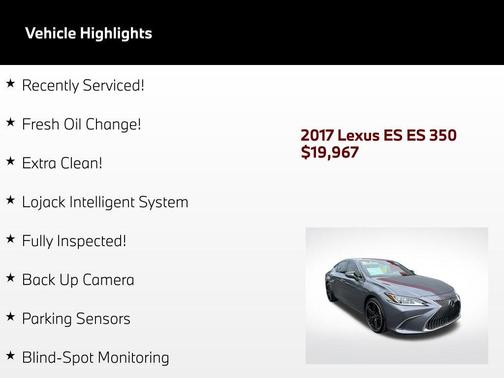 Atomic Silver 2017 Lexus ES 350 Base