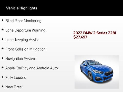 Misano Blue Metallic 2022 BMW 228 Gran Coupe i sDrive