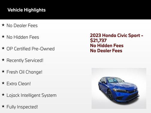 Aegean Blue Metallic 2023 Honda Civic Sport