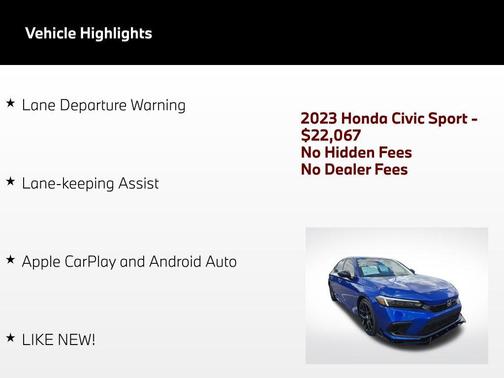 Aegean Blue Metallic 2023 Honda Civic Sport