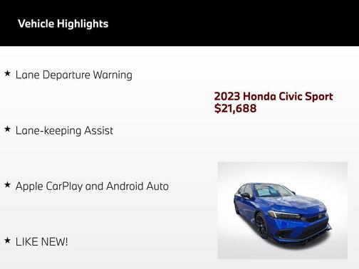 Aegean Blue Metallic 2023 Honda Civic Sport