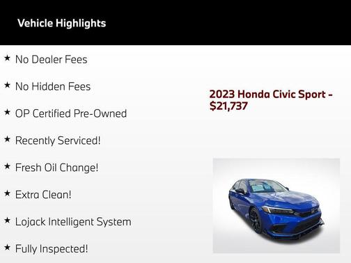 Aegean Blue Metallic 2023 Honda Civic Sport