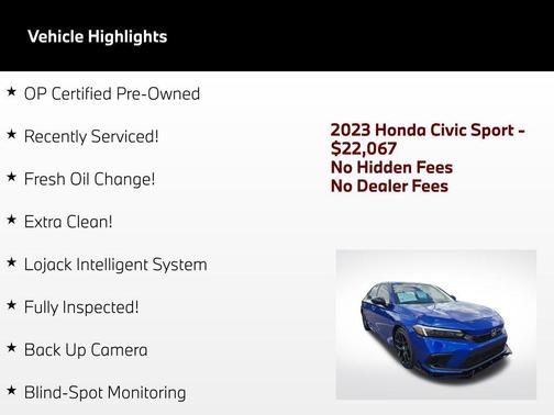 Aegean Blue Metallic 2023 Honda Civic Sport