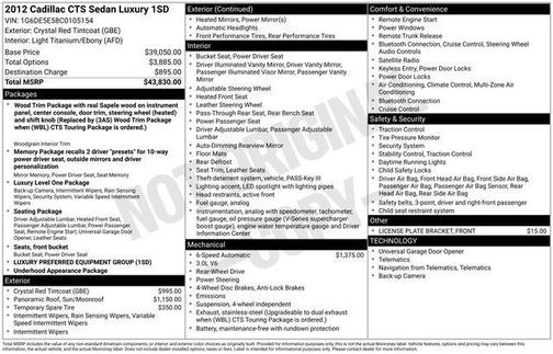 Crystal Red Tintcoat 2012 Cadillac CTS Luxury