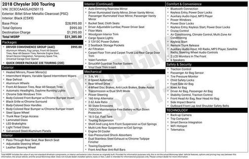 Billet Silver Metallic Clearcoat 2018 Chrysler 300 Touring