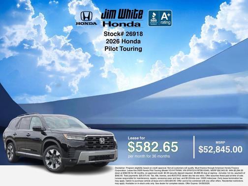 Crystal Black Pearl 2026 Honda Pilot Touring 8-Passenger