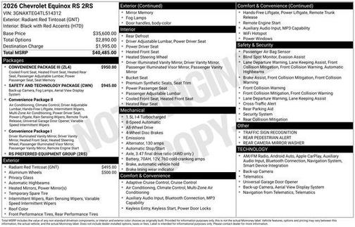 Radiant Red Tintcoat 2026 Chevrolet Equinox AWD RS