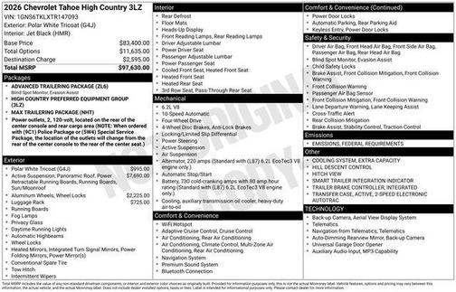 2026 Chevrolet Tahoe 4WD High Country