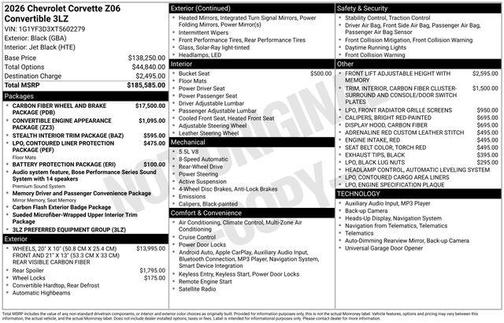 Black 2026 Chevrolet Corvette Z06