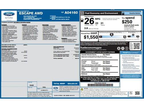 Star White Metallic Tri-Coat 2020 Ford Escape SEL