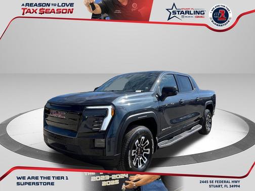 Deep Ocean Metallic 2026 GMC Sierra EV Standard Range Elevation