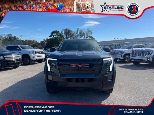 Deep Ocean Metallic 2026 GMC Sierra EV Extended Range Elevation